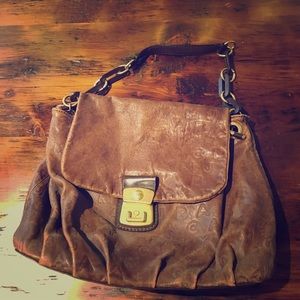 Marc by Marc Jacobs brown distressed leather purse